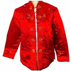 🐲OOAK Reversible Satin Jacquard Quilted Frog Closure Jacket